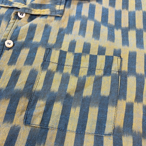 erEvan Shirt Men's L Green Japanese Fabric Geometric Pocket Made In France - Picture 5 of 16